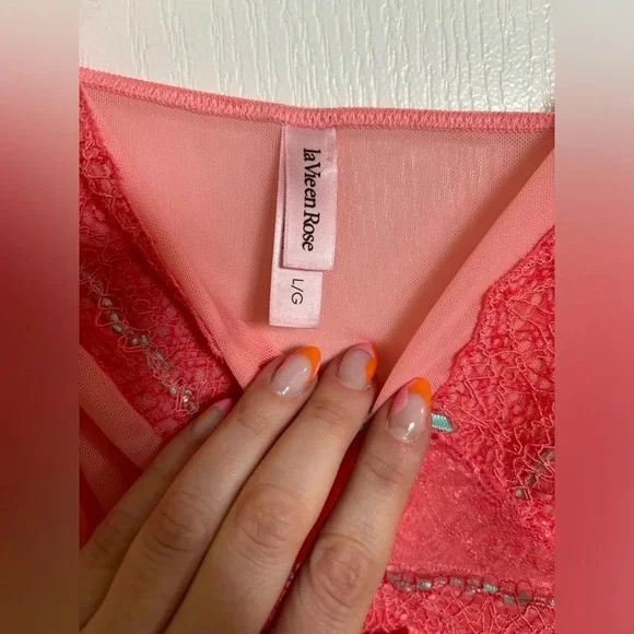 LA VIE EN ROSE Mesh Sleep Set - Picture 4 of 6